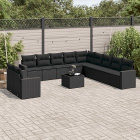 Gartensofa-Set 12-teilig mit schwarzen synthetischen Rattankissen von , Gartensets - Ref: Foro24-3219185, Preis: 729,93 €, Ra...