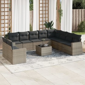 Garden sofa set 11 pieces and gray synthetic rattan cushions by , Garden sets - Ref: Foro24-3219170, Price: 727,99 €, Discoun...