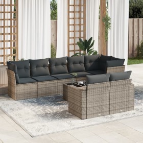 Garden furniture set 9 pieces and gray synthetic rattan cushions by , Garden sets - Ref: Foro24-3219220, Price: 653,71 €, Dis...