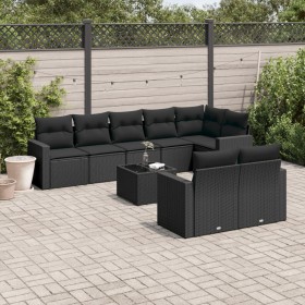 Set aus 8-teiligen Gartensofas und Kissen Kunstrattan schwarz von , Gartensets - Ref: Foro24-3219215, Preis: 568,77 €, Rabatt: %