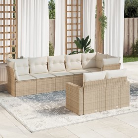 Gartensofa-Set mit beigen Kissen 8 Stück PE-Rattan von , Gartensets - Ref: Foro24-3219208, Preis: 661,36 €, Rabatt: %