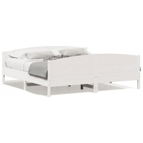 Solid white pine wood headboard bed frame 180x200 cm by , Beds and slatted bases - Ref: Foro24-3216165, Price: 245,99 €, Disc...