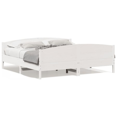 Solid white pine wood headboard bed frame 180x200 cm by , Beds and slatted bases - Ref: Foro24-3216165, Price: 246,31 €, Disc...