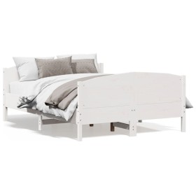 Estructura de cama con cabecero madera de pino blanco 150x200cm de , Camas y somieres - Ref: Foro24-3216171, Precio: 226,99 €...