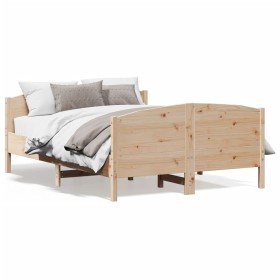 Bed frame with solid pine wood headboard 160x200 cm by , Beds and slatted bases - Ref: Foro24-3216167, Price: 194,99 €, Disco...