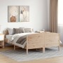 Bed frame with solid pine wood headboard 160x200 cm by , Beds and slatted bases - Ref: Foro24-3216167, Price: 195,44 €, Disco...