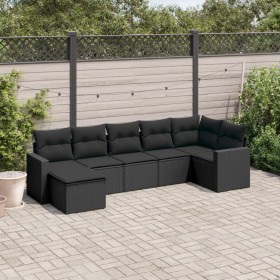 7-piece garden dining set and black synthetic rattan cushions by , Modular outdoor sofas - Ref: Foro24-3251612, Price: 454,92...