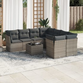 9-piece garden furniture set and gray synthetic rattan cushions by , Garden sets - Ref: Foro24-3217320, Price: 595,38 €, Disc...