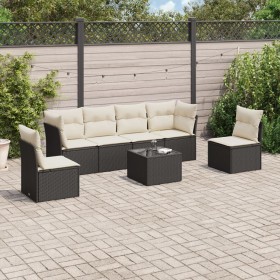 7-piece garden dining set and black synthetic rattan cushions by , Garden sets - Ref: Foro24-3249215, Price: 410,99 €, Discou...