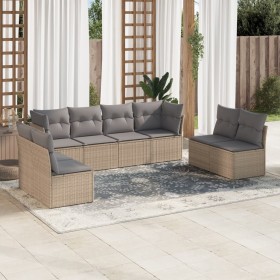 Gartensofa-Set mit beigen Kissen 8 Stück PE-Rattan von , Gartensets - Ref: Foro24-3249288, Preis: 491,99 €, Rabatt: %