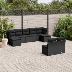 8-teiliges Gartensofa-Set und schwarze synthetische Rattankissen von , Gartensets - Ref: Foro24-3250104, Preis: 568,30 €, Rab...