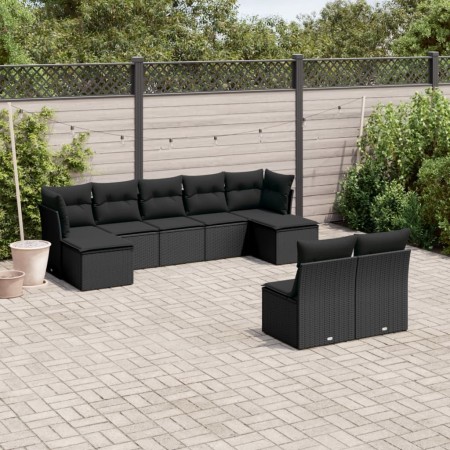 8-teiliges Gartensofa-Set und schwarze synthetische Rattankissen von , Gartensets - Ref: Foro24-3250104, Preis: 570,18 €, Rab...