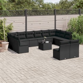 Garden sofa set with 13-piece black synthetic rattan cushions by , Garden sets - Ref: Foro24-3250214, Price: 791,99 €, Discou...