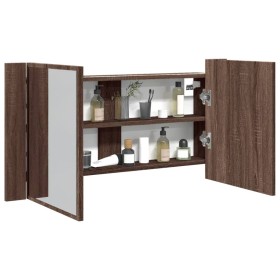 LED acrylic brown oak bathroom mirror cabinet 90x12x45 cm by , bathroom vanities - Ref: Foro24-834969, Price: 59,01 €, Discou...