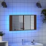 Braune Eiche Acryl LED Badezimmer Badezimmer Spiegelschrank 90x12x45 cm von , Badezimmerwaschtische - Ref: Foro24-834969, Pre...