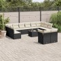 Set aus Gartensofas und Kissen 13 Stück synthetisches Rattan schwarz von , Gartensets - Ref: Foro24-3250275, Preis: 796,99 €,...