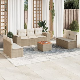 Garden sofa set with beige cushions, 8 pieces, PE rattan. by , Garden sets - Ref: Foro24-3225400, Price: 605,54 €, Discount: %