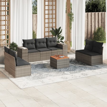 Set de sofás de jardín 8 pzas y cojines ratán sintético gris de , Conjuntos de jardín - Ref: Foro24-3225402, Precio: 501,99 €...