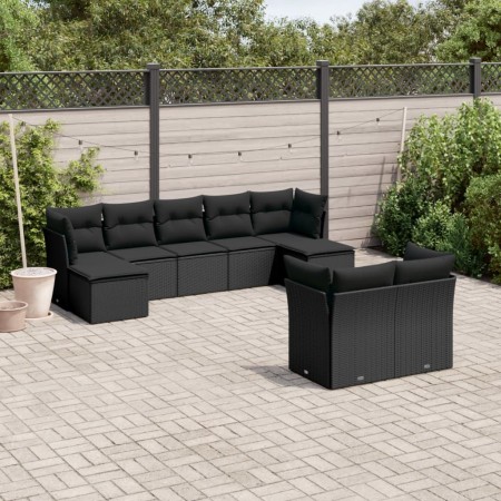 8-teiliges Gartensofa-Set und schwarze synthetische Rattankissen von , Gartensets - Ref: Foro24-3250144, Preis: 574,01 €, Rab...