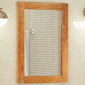 Solid acacia wood and glass bathroom mirror 50x70x2.5 cm by , Mirrors - Ref: Foro24-356886, Price: 70,62 €, Discount: %