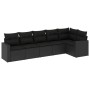 6-teiliges Gartensofa-Set und schwarze synthetische Rattankissen von , Modulare Sofas für den Außenbereich - Ref: Foro24-3251...