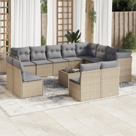 Gartensofa-Set mit Kissen, 13-teilig, beiges synthetisches Rattan von , Gartensets - Ref: Foro24-3250318, Preis: 944,72 €, Ra...