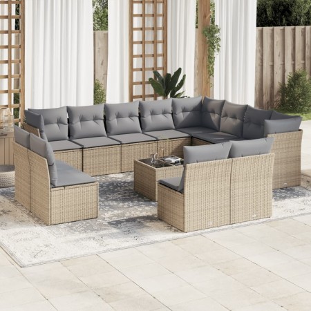 Garden sofa set with cushions 13 pieces beige synthetic rattan by , Garden sets - Ref: Foro24-3250318, Price: 928,60 €, Disco...