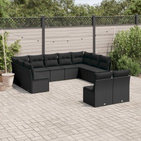 11-teilige Gartensofagarnitur und schwarze synthetische Rattankissen von , Gartensets - Ref: Foro24-3250184, Preis: 627,06 €,...