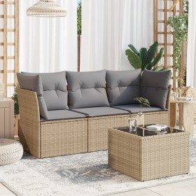 Set Gartensofas mit Kissen 4 Stück synthetisches Rattan beige von , Gartensets - Ref: Foro24-3217219, Preis: 258,59 €, Rabatt: %