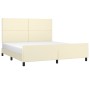 Estructura de cama con cabecero cuero sintético crema 160x200cm de , Camas y somieres - Ref: Foro24-3125459, Precio: 230,61 €...