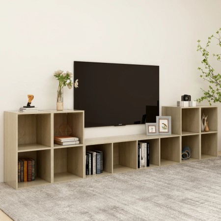 Living room furniture 5 pieces engineered wood Sonoma oak by , TV Furniture - Ref: Foro24-3080045, Price: 182,61 €, Discount: %