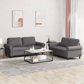 Gray synthetic leather 2-piece sofa set with cushions by , Sofas - Ref: Foro24-3202152, Price: 476,11 €, Discount: %