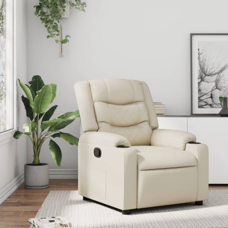 Sillón reclinable de cuero sintético crema de , Sillones - Ref: Foro24-374120, Precio: 228,99 €, Descuento: %