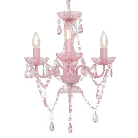 Chandelier with round pink bead details 3 x E14 by vidaXL, Lamps - Ref: Foro24-281598, Price: 64,12 €, Discount: %