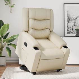 Sillón reclinable elevable eléctrico de cuero sintético crema de , Sillones - Ref: Foro24-3206560, Precio: 355,99 €, Descuent...