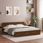 Oak brown headboard bed frame and LED lights 200x200 cm by , Beds and slatted bases - Ref: Foro24-3207587, Price: 198,29 €, D...