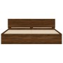 Oak brown headboard bed frame and LED lights 200x200 cm by , Beds and slatted bases - Ref: Foro24-3207587, Price: 198,29 €, D...