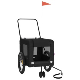 Pet Bicycle Trailer Iron Oxford Cloth Black by , pet strollers - Ref: Foro24-93947, Price: 129,99 €, Discount: %