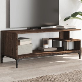 Mueble de TV madera de ingeniería y acero marrón 102x40x41 cm de , Muebles TV - Ref: Foro24-842415, Precio: 55,99 €, Descuent...