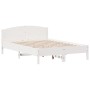 Bed frame with white pine wood headboard 120x200 cm by , Beds and slatted bases - Ref: Foro24-842599, Price: 125,33 €, Discou...