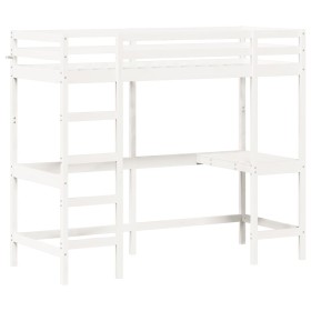 Loft bed with solid white pine wood desk 80x200 cm by , Beds and slatted bases - Ref: Foro24-842855, Price: 236,05 €, Discoun...