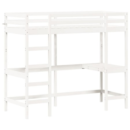 Loft bed with solid white pine wood desk 80x200 cm by , Beds and slatted bases - Ref: Foro24-842855, Price: 262,15 €, Discoun...