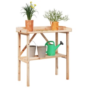 Plant table with shelf solid fir wood 78x38x82.5 cm by , Pot stands - Ref: Foro24-156349, Price: 36,82 €, Discount: %