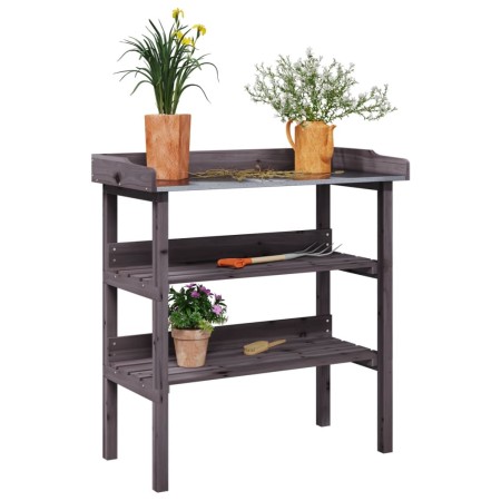 Mesa para plantas con estantes madera abeto gris 78x38x82,5 cm de , Soportes para macetas - Ref: Foro24-156354, Precio: 53,75...