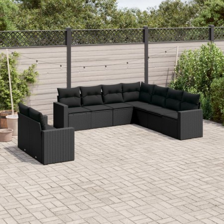 Set de sofás de jardín 8 piezas y cojines ratán sintético negro de , Sofás modulares de exterior - Ref: Foro24-3251482, Preci...