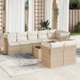 9-teiliges Gartensofa-Set mit beigen synthetischen Rattankissen von , Gartensets - Ref: Foro24-3217918, Preis: 706,24 €, Raba...