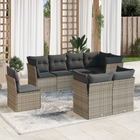 8-piece garden sofa set and gray synthetic rattan cushions by , Garden sets - Ref: Foro24-3217930, Price: 543,68 €, Discount: %