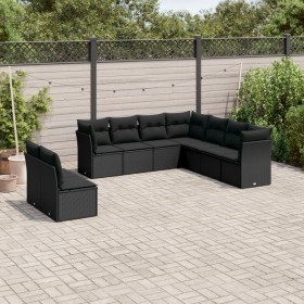 8-teiliges Gartensofa-Set und schwarze synthetische Rattankissen von , Gartensets - Ref: Foro24-3217835, Preis: 560,19 €, Rab...