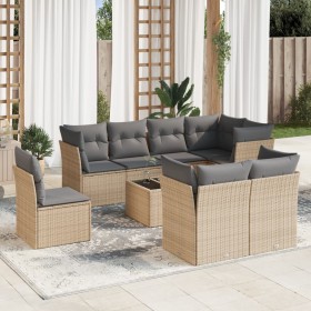 9-teiliges Gartensofa-Set mit beigen synthetischen Rattankissen von , Gartensets - Ref: Foro24-3217939, Preis: 610,95 €, Raba...