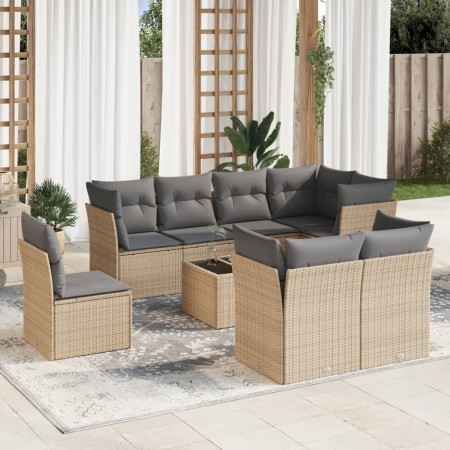 9-teiliges Gartensofa-Set mit beigen synthetischen Rattankissen von , Gartensets - Ref: Foro24-3217939, Preis: 608,23 €, Raba...